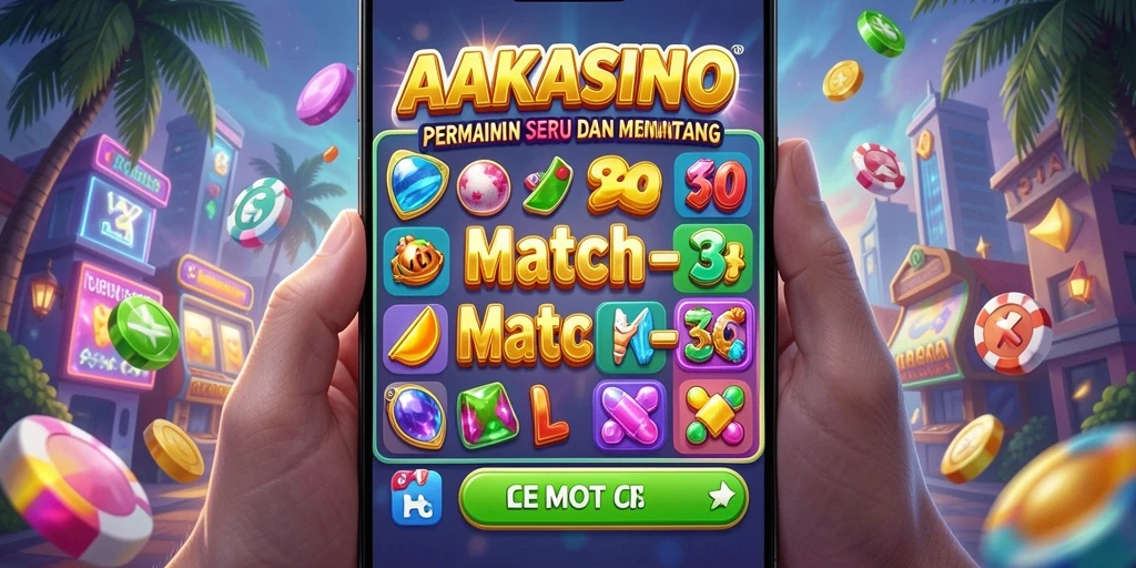 Tampilan screenshot AAKASINO menampilkan kombinasi buah dalam gameplay Match-3.