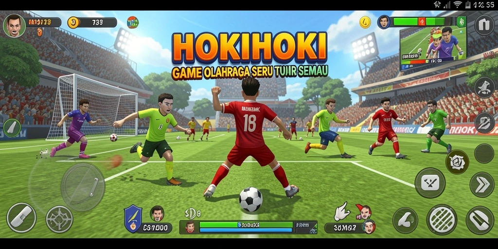 Tampilan gameplay HOKIHOKI yang penuh aksi dan keseruan olahraga.
