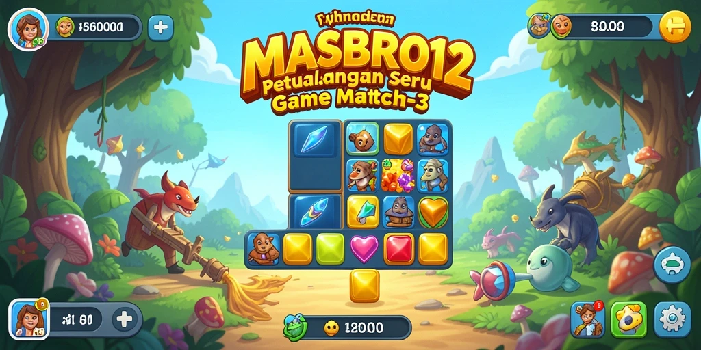 Tampilan menarik dari gameplay game Match-3 MASBRO12.