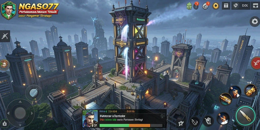 Screenshot gameplay NGASO77 menampilkan aksi menara yang mendebarkan.