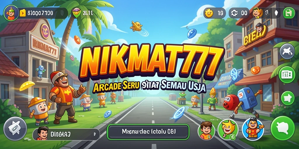 Tampilan gameplay arcade yang seru dan penuh warna dari NIKMAT777.