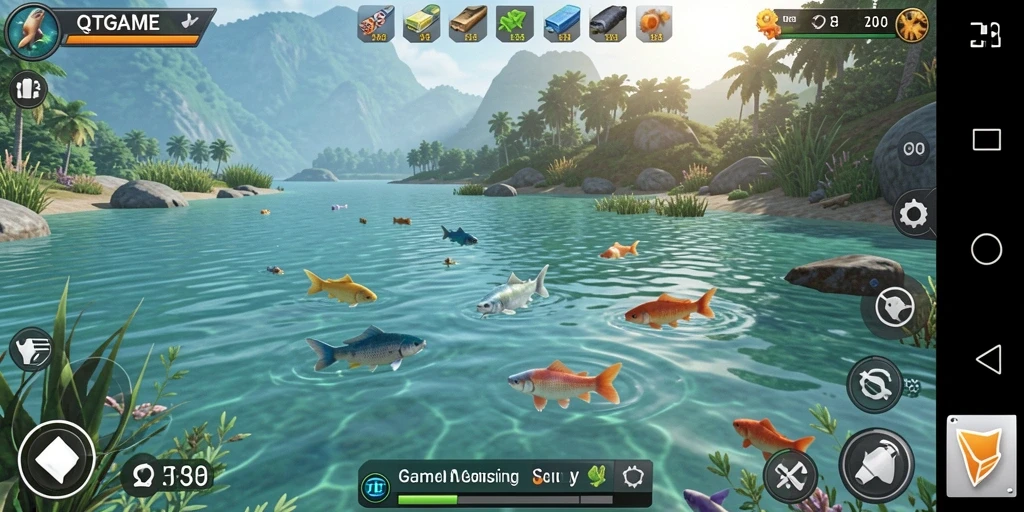 Tampilan gameplay memancing yang seru dan interaktif di QTGAME.